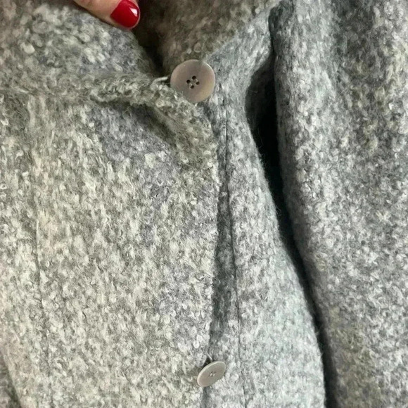ZAC POSEN|Wool Gray Open Blanket Cape Coat Pockets Minimalist Timeless Capsule|S - Picture 6 of 14